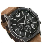 Emporio Armani Chronograph Black Dial Brown Leather Strap Watch For Men - AR11078 Authentic Buy Shop Now