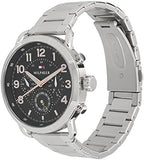 Tommy Hilfiger Briggs Chronograph Black Dial Silver Steel Strap Watch for Men - 1791422 Authentic Buy Shop Now