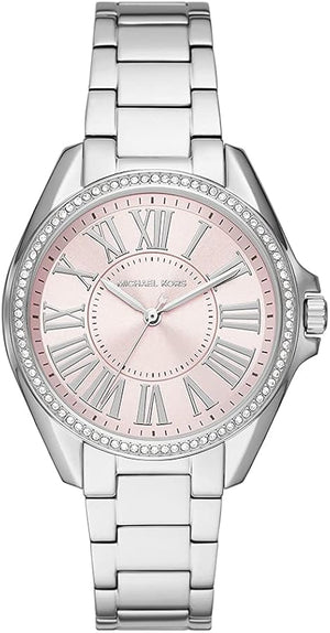 Michael Kors Kacie Three Hand Pink Dial Silver Steel Strap Watch for Women - MK6929 Authentic Buy Shop Now