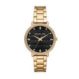 Michael Kors Pyper Three-Hand Black Dial Gold Steel Strap Watch For Women - MK4593 Authentic Buy Shop Now