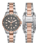 Fossil Blue Dive Three Hand Gray Dial Two Tone Steel Strap Watch For Women - ES5348 Authentic Buy Shop Now
