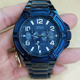 Guess Rigor Multifunction Black Dial Blue Steel Strap Watch for Men - W0218G4 Authentic Buy Shop Now