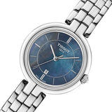 Tissot T Lady Flamingo Mother of Pearl Blue Dial Silver Steel Strap Watch For Women - T094.210.11.121.00 Authentic Buy Shop Now
