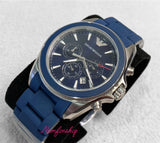 Emporio Armani Sigma Chronograph Blue Dial Blue Silicone Strap Watch for Men - AR6068 Authentic Buy Shop Now
