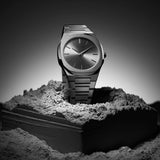 D1 Milano Ultra Thin Re-Gun Black Dial Gray Steel Strap Watch for Men - D1-UTBJ41 Authentic Buy Shop Now