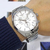 Tissot T Classic PR 100 Chronograph Silver Dial Silver Steel Strap Watch For Men - T101.417.11.031.00 Authentic Buy Shop Now