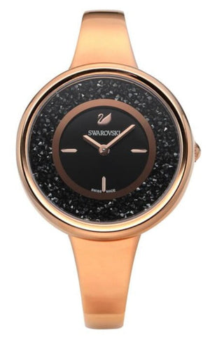 Swarovski Crystalline Pure Black Dial Rose Gold Steel Strap Watch for Women - 5295334 Authentic Buy Shop Now
