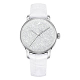 Swarovski Crystalline Hours Silver Dial White Leather Strap Watch for Women - 5295383 Authentic Buy Shop Now