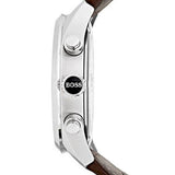 Hugo Boss Grand Prix Grey Dial Brown Leather Strap Watch for Men - 1513476 Authentic Buy Shop Now