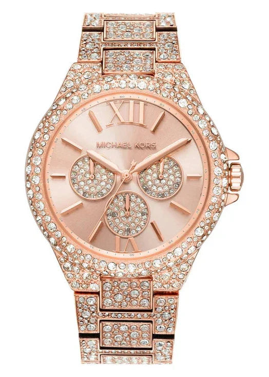 Michael Kors Camille Multifunctional Crystals Rose Gold Dial Rose Gold Steel Strap Watch for Women - MK6961 Authentic Buy Shop Now