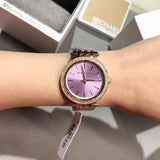 Michael Kors Darci Purple Dial Rose Gold Steel Strap Watch for Women - MK3400 Authentic Buy Shop Now