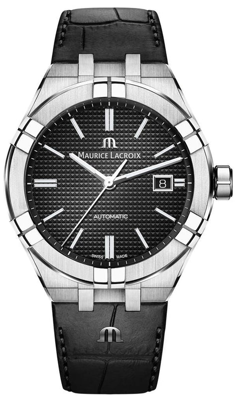 Maurice Lacroix Aikon Date Automatic Black Dial Black Leather Strap Watch For Men - AI6008-SS001-330-1 Authentic Buy Shop Now