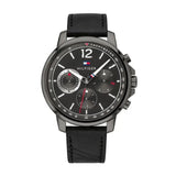 Tommy Hilfiger London Chronograph Grey Dial Black Leather Strap Watch for Men - 1791533 Authentic Buy Shop Now