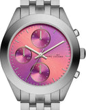 Marc Jacobs Peeker Chronograph Pink Dial Silver Steel Strap Watch for Women - MBM3372 Authentic Buy Shop Now
