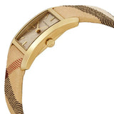 Burberry Pioneer Gold Dial Haymarket Beige Leather Strap Watch for Women - BU9509 Authentic Buy Shop Now