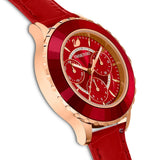 Swarovski Octea Lux Chrono Red Dial Red Leather Strap Watch for Men - 5646975 Authentic Buy Shop Now