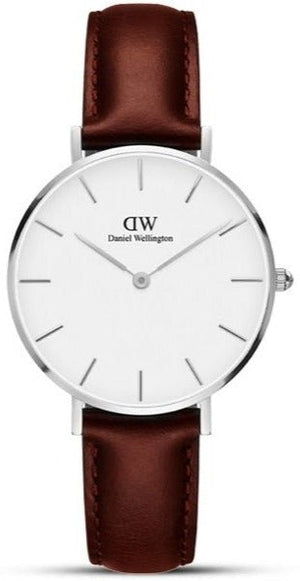 Daniel Wellington Classic Petite St Mawes White Dial Brown Leather Strap Watch For Women - DW00100187 Authentic Buy Shop Now