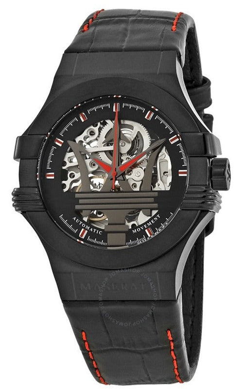 Maserati Potenza Automatic Black Dial Black Leather Strap Watch For Men - R8821108008 Authentic Buy Shop Now