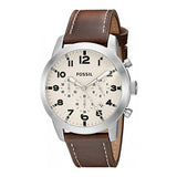 Fossil Pilot Chronograph White Dial Brown Leather Strap Watch for Men - FS5146 Authentic Buy Shop Now