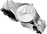 Calvin Klein Snake Silver Dial Silver Steel Strap Watch For Women - K6E23146 Authentic Buy Shop Now