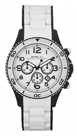 Marc Jacobs Rock Chronograph White Dial White Silicone Strap Watch for Women - MBM2574 Authentic Buy Shop Now