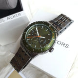 Michael Kors Cunningham Multifunction Chronograph Green Dial Grey Steel Strap Watch For Men - MK7158 Authentic Buy Shop Now