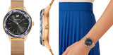 Swarovski Octea Nova Black Dial Rose Gold Mesh Bracelet Watch for Women - 5430424 Authentic Buy Shop Now