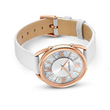 Swarovski Crystalline Glam Silver Dial White Leather Strap Watch for Women - 5452459 Authentic Buy Shop Now