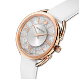 Swarovski Crystalline Glam Silver Dial White Leather Strap Watch for Women - 5452459 Authentic Buy Shop Now