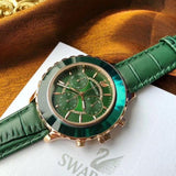 Swarovski Octea Lux Chrono Emerald Green Dial Green Leather Strap Watch for Women - 5452498 Authentic Buy Shop Now