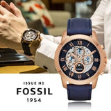 Fossil Grant Automatic Blue Dial Blue Leather Strap Watch for Men - ME3029 Authentic Buy Shop Now