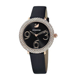 Swarovski Crystal Frost Black Dial Black Leather Strap Watch for Women - 5484058 Authentic Buy Shop Now