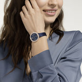 Swarovski Crystal Frost Blue Dial Blue Leather Strap Watch for Women - 5484061 Authentic Buy Shop Now