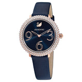 Swarovski Crystal Frost Blue Dial Blue Leather Strap Watch for Women - 5484061 Authentic Buy Shop Now