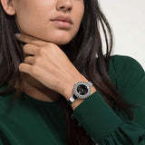 Swarovski Crystal Rose Black Dial Silver Steel Strap Watch for Women - 5484076 Authentic Buy Shop Now