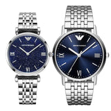 Emporio Armani Kappa Quartz Blue Dial Silver Steel Strap Watch For Men - AR80010 Authentic Buy Shop Now