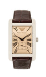 Emporio Armani Classic Beige Dial Brown Leather Strap Watch For Men - AR0154 Authentic Buy Shop Now