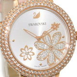 Swarovski Crystal Frost White Dial Pink Leather Strap Watch for Women - 5519223 Authentic Buy Shop Now
