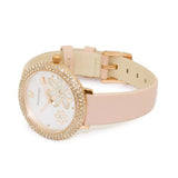 Swarovski Crystal Frost White Dial Pink Leather Strap Watch for Women - 5519223 Authentic Buy Shop Now
