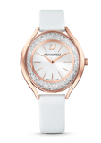 Swarovski Crystalline Aura Silver Dial White Leather Strap Watch for Women - 5519453 Authentic Buy Shop Now