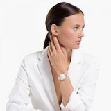 Swarovski Crystalline Aura Silver Dial White Leather Strap Watch for Women - 5519453 Authentic Buy Shop Now