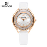 Swarovski Crystalline Aura Silver Dial White Leather Strap Watch for Women - 5519453 Authentic Buy Shop Now