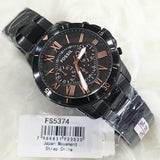 Fossil Grant Sport Chronograph Black Dial Black Steel Strap Watch for Men - FS5374 Authentic Buy Shop Now