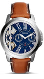 Fossil Grant Twist Multifunction Blue Dial Brown Leather Strap Watch for Men - ME1161 Authentic Buy Shop Now