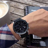 Calvin Klein Post Minimal Chronograph Black Dial Black Leather Strap Watch for Men - K7627107 Authentic Buy Shop Now