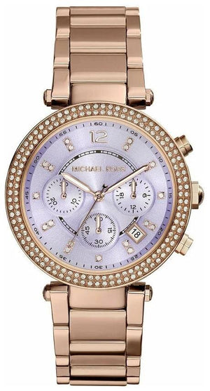 Michael Kors Parker Purple Dial Rose Gold Steel Strap Watch for Women - MK6169 Authentic Buy Shop Now