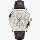 Guess Exec Chronograph White Dial Brown Leather Strap Watch For Men - W0076G2 Authentic Buy Shop Now