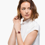 Swarovski Crystal Flower Red Dial Rose Gold Steel Strap Watch for Women - 5552783 Authentic Buy Shop Now