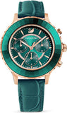 Swarovski Octea Lux Chrono Emerald Green Dial Green Leather Strap Watch for Women - 5452498 Authentic Buy Shop Now
