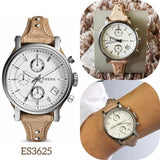 Fossil Boyfriend Chronograph White Dial Brown Leather Strap Watch for Women - ES3625 Authentic Buy Shop Now